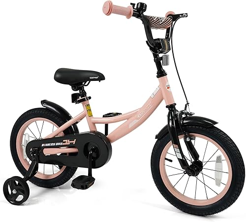 Miniatura 12 de COSTWAY - Bicicleta para niños, de 12 pulgadas, con ruedas de entrenamiento removibles, frenos duales, asiento y altura de manillar ajustables, Negro
