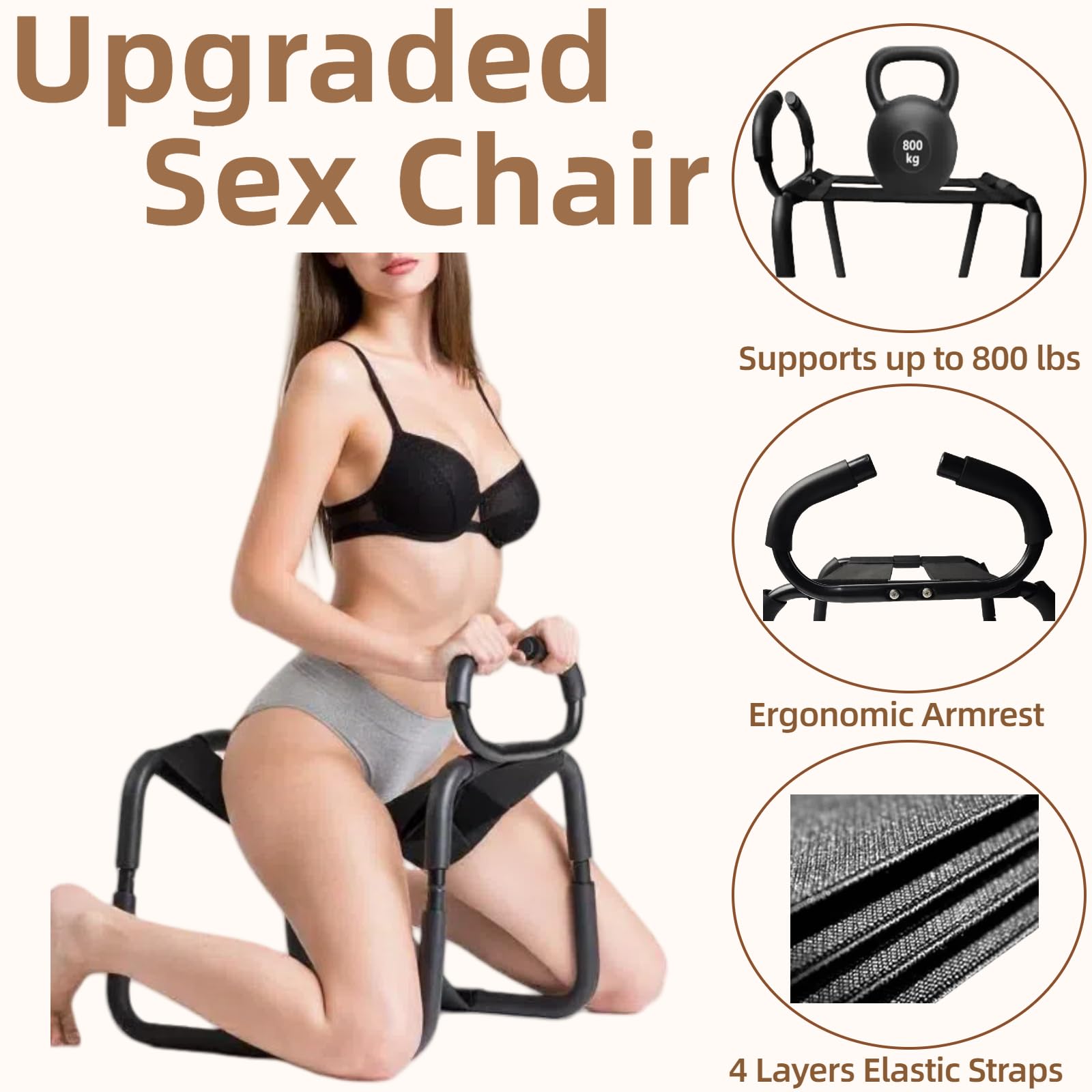 Sex Chair Multifunction Sex Position Enhancer Chair, Sex Furniture Love Position Aids Chair with Handrail, Novelty Sex Toy Sex Games Sex Bench for Couples Adult SM Games (): Black