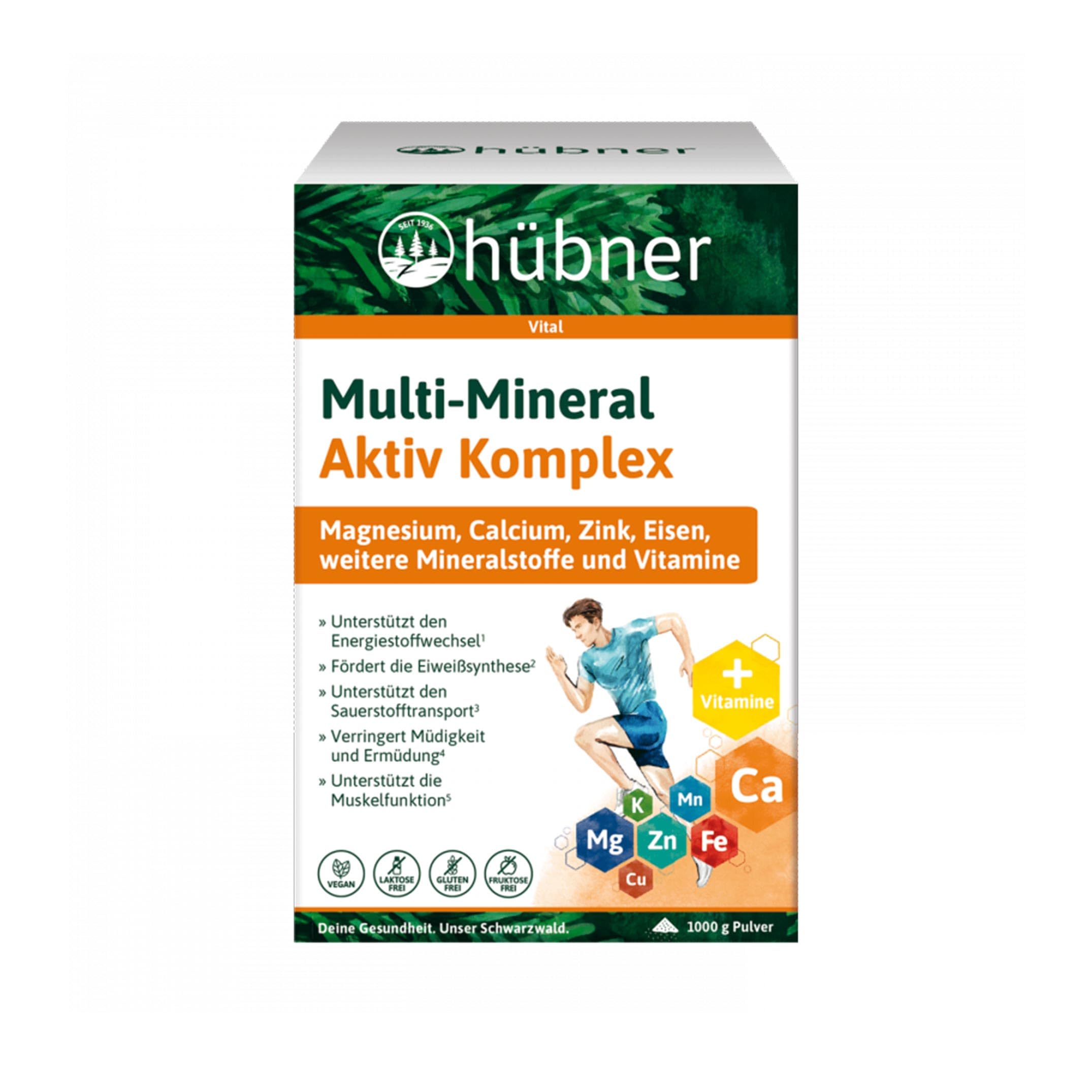hübner® Multi-Mineral Aktiv-Komplex Pulver | basische Mineralstoffe & Vitamine für Sport & Alltag | unterstützt Regeneration & Säure-Basen-Haushalt | vegan & laktosefrei | Zitronengeschmack | 1000 g