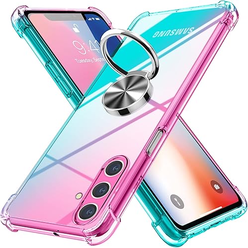 Miniatura 8 de Funda para Galaxy A13 5G Samsung A13 5G con soporte de anillo degradado TPU suave transparente antideslizante sin amarillamiento borde suave para