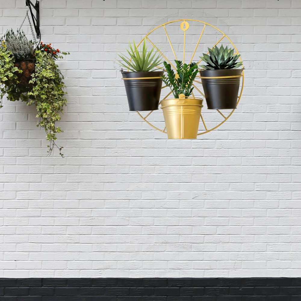 CS3HUB Golden Wheel Hanging Metal Planter with Stand | Hanging Item | Home Decor Item | Living Room Planter | Decorative Hanging for Garden - Pack of 1 (B0CLGZTNYS) Amazon Price History, Amazon Price Tracker