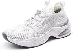 DREAM PAIRS Women's Walking Sneakers, Slip-on Air Cushion Slip Resistant Tennis Shoes - Breathable Upper - Removable Insole - Casual Gym Workout Nurse Restaurant Work Shoe,Size 7,White,SDWS2201W