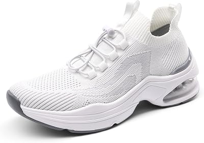 DREAM PAIRS Women's Walking Sneakers, Slip-on Air Cushion Slip Resistant Tennis Shoes - Breathable Upper - Removable Insole - Casual Gym Workout Nurse Restaurant Work Shoe,Size 8,White,SDWS2201W