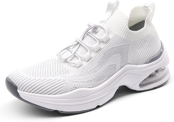 DREAM PAIRS Women's Walking Sneakers, Slip-on Air Cushion Slip Resistant Tennis Shoes - Breathable Upper - Removable Insole - Casual Gym Workout Nurse Restaurant Work Shoe,Size 8,White,SDWS2201W