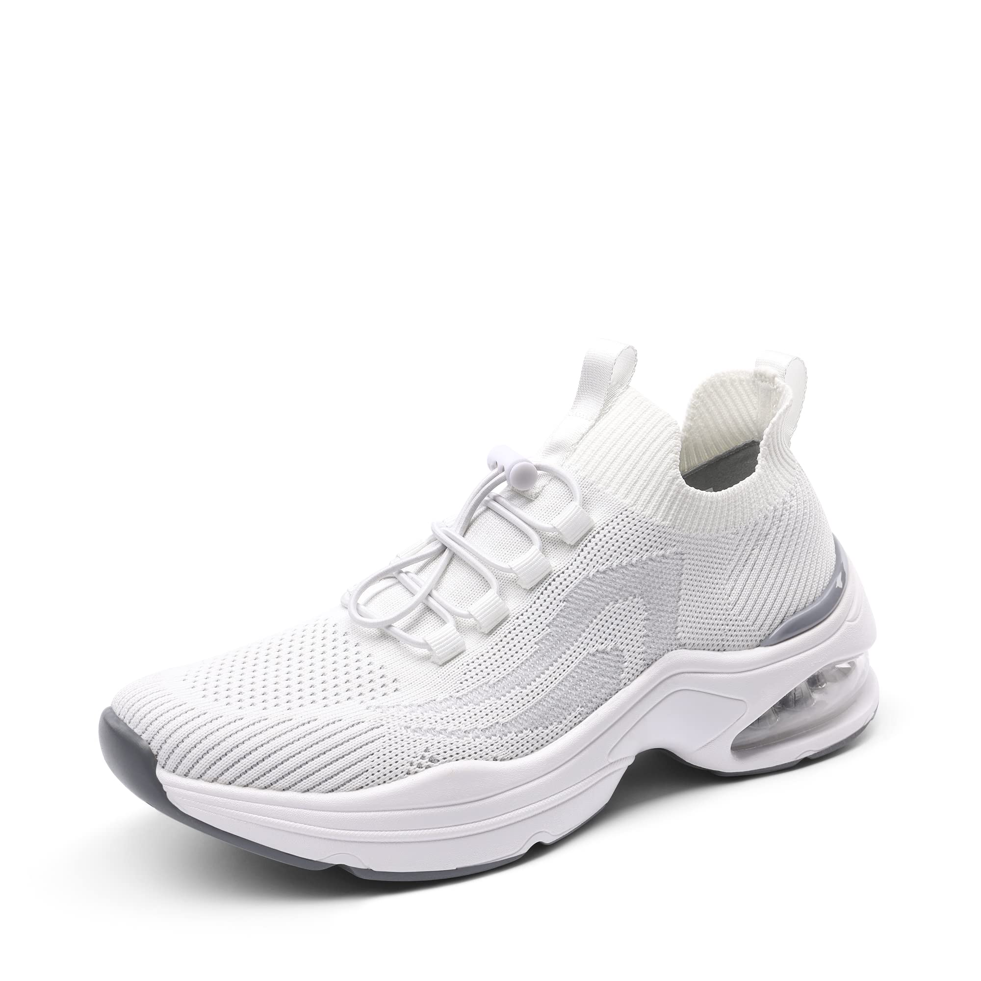 DREAM PAIRS Women's Walking Sneakers, Slip-on Air Cushion Slip Resistant Tennis Shoes - Breathable Upper - Removable Insole - Casual Gym Workout Nurse Restaurant Work Shoe,Size 8,White,SDWS2201W