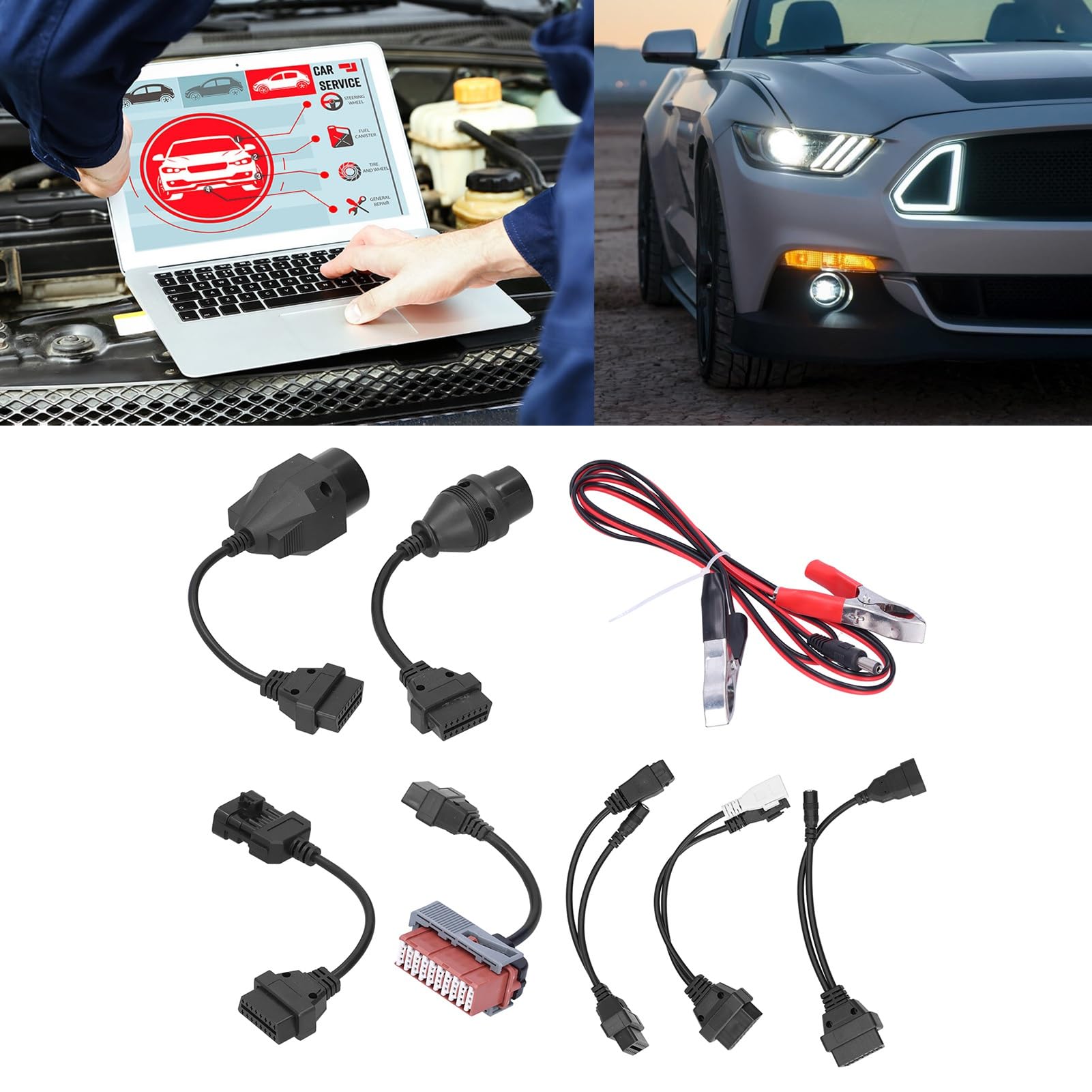 Kit 8 Cavi OBD2 Per Diagnosi Auto: Adattatori Per Delphi, PSA, Mercedes - Set Completo