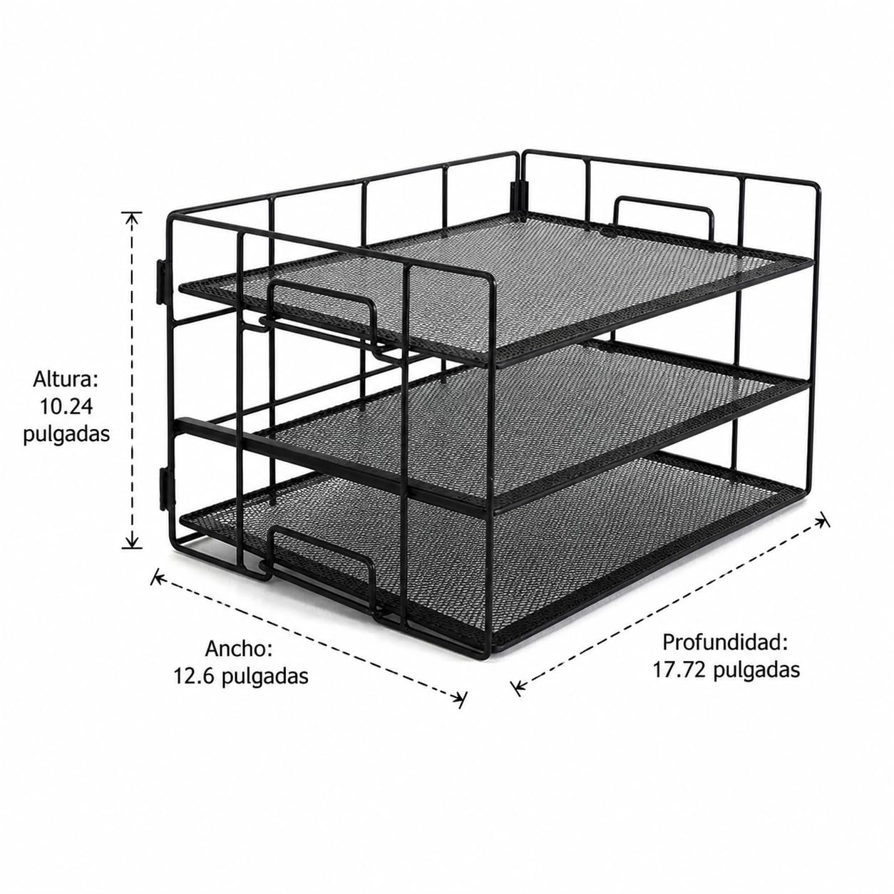 Stapelbare Ablagefächer, Metall Briefablage A4, 3-lagige Dokumentenablage für Büro Office, platzsparend 45x32x32cm, White