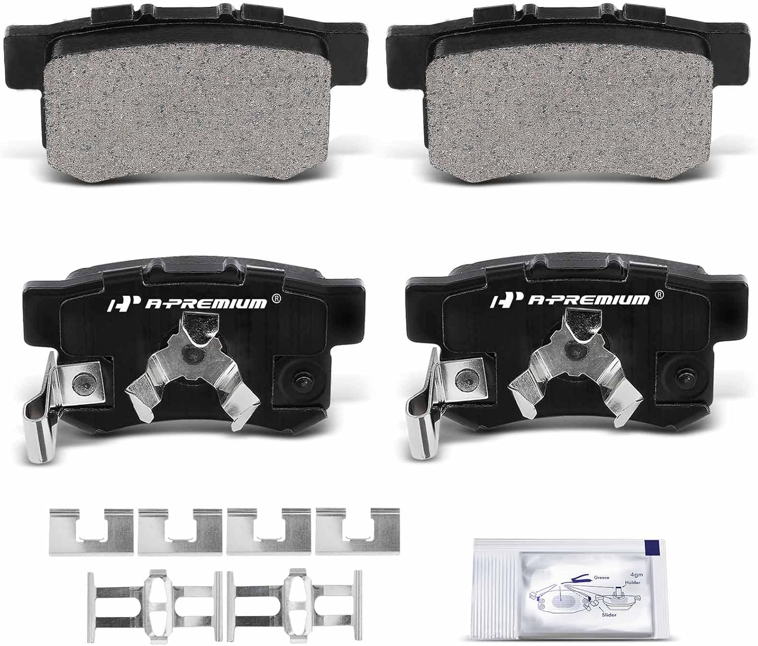 A-Premium Rear Ceramic Brake Pads Set Compatible with Acura and Honda Models - CR-V 2005-2016, Crosstour 2012-2015, Accord Crosstour 2010-2011, RDX 2010-2018, with Hardware, 4-Pack