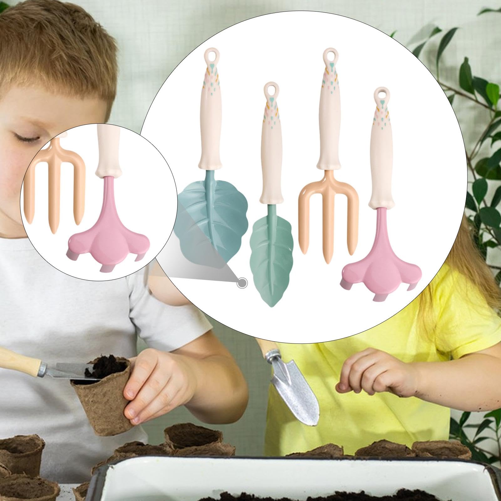 4 Piezas Mini Rastrillo Jardinero Herramientas Mano Juguete Material Madera Y PP Adecuado para Juegos Educativos Regalo Infantil Exterior Jardín