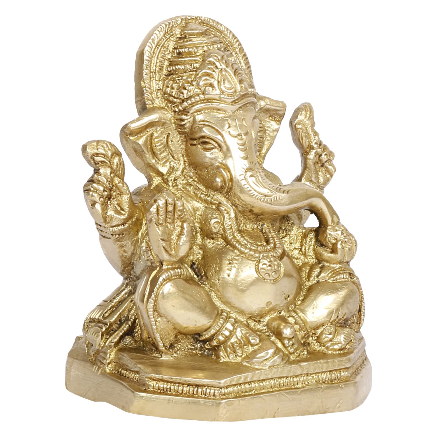 Statue de Ganesh Bhagwan en laiton pour décoration de maison, entrée, cadeau de Diwali, hauteur 9,5 cm, doré