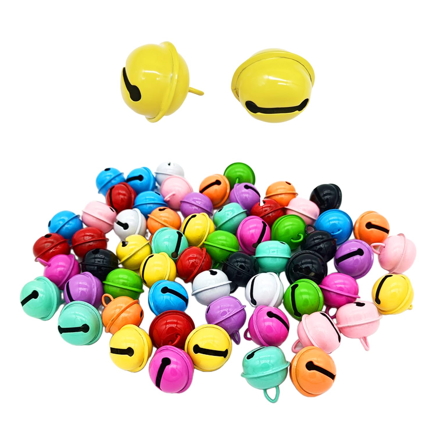 50 campanelle piccole, campanelle per artigianato, accessori artigianali, campanelle artigianali in metallo, decorazioni per animali domestici per matrimoni (multicolore)