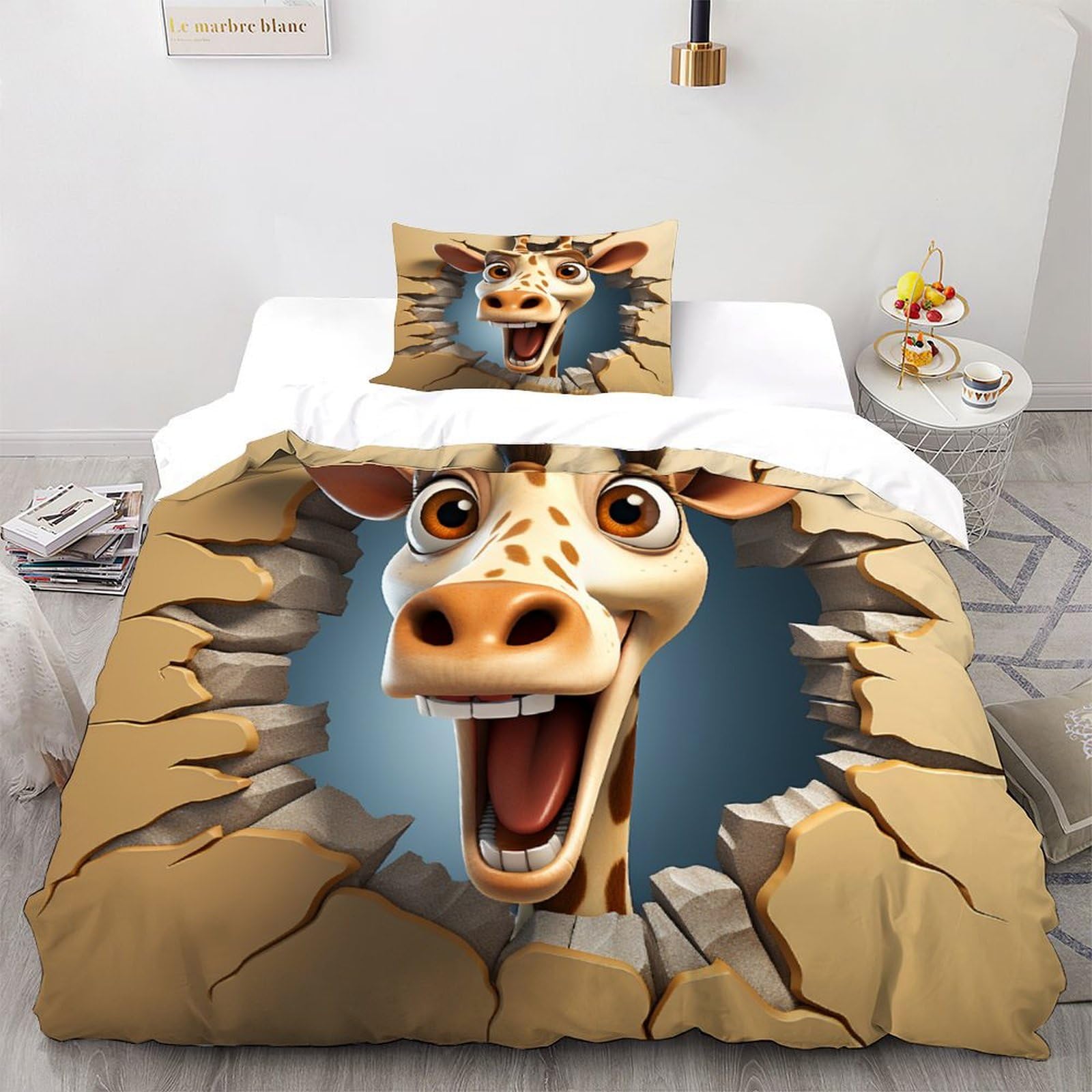 Housse de couette girafe chic pour transformer la chambre enfant en safari moderne