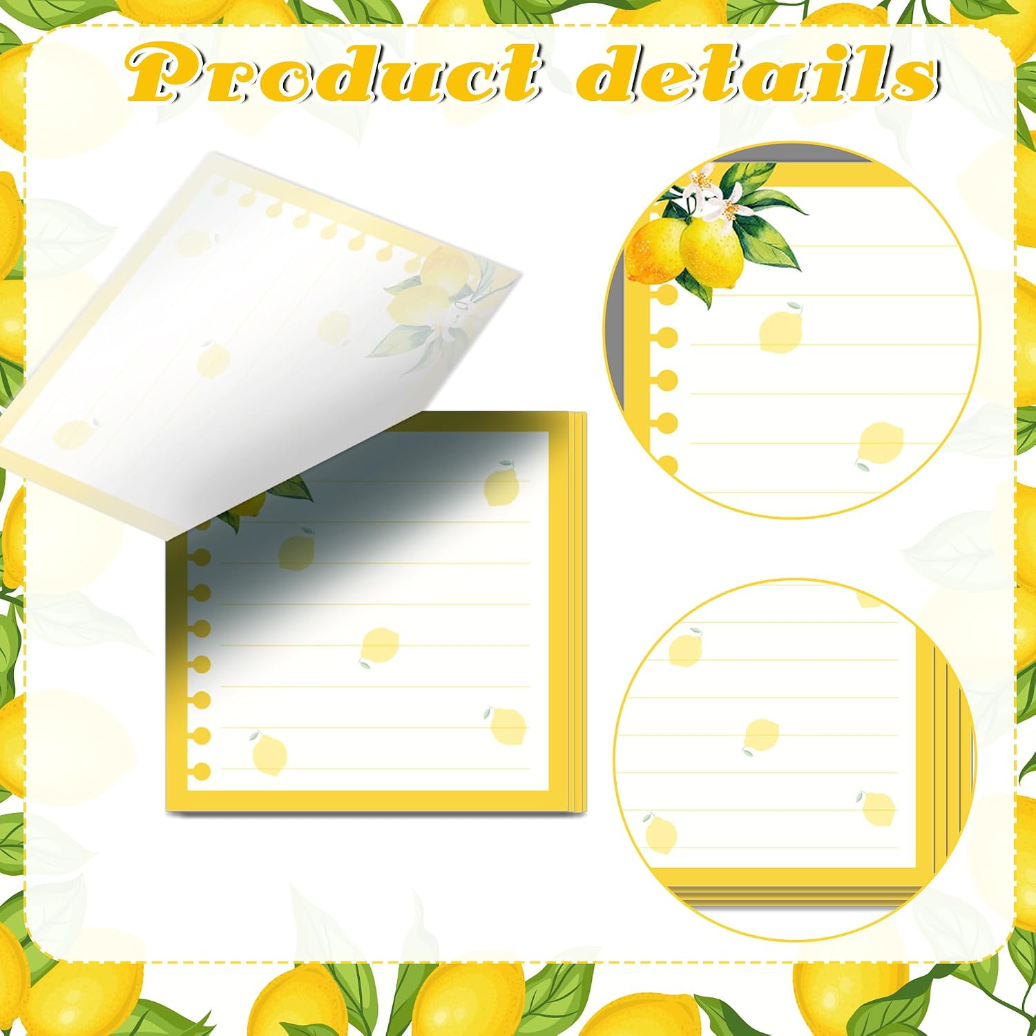 12 Pads Lemon Sticky Notes Set - 240 Sheets 3x3 Inch Yellow Fresh Fruit Themed Self Adhesive Memo Pads, Cute Lemon Slice Design Sticky Notepads for Office Meeting Note Taking School Gift Decor image 3