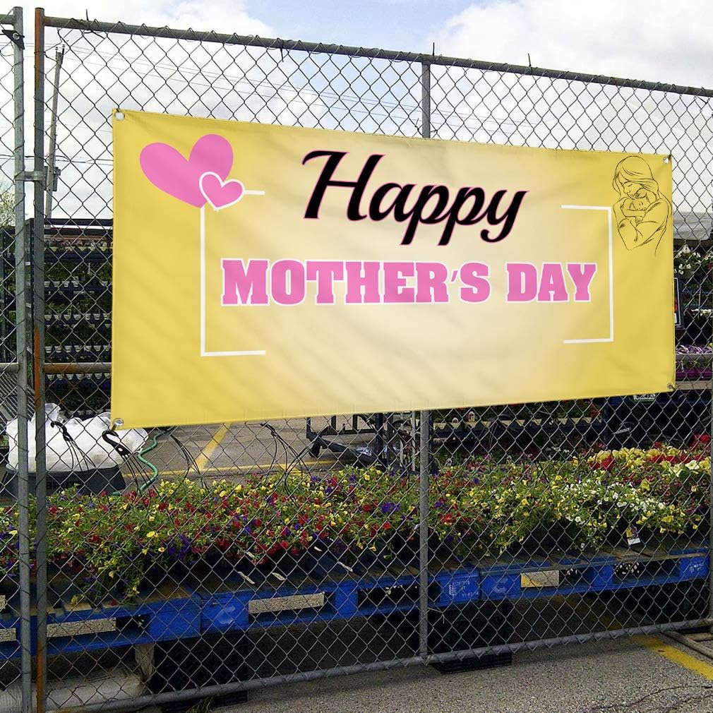 Vinyl Banner Multiple Sizes Happy Mothers Day C Advertising Printing Holidays and Occasions Outdoor Weatherproof Industrial Yard Signs 4 Grommets 16x40Inches