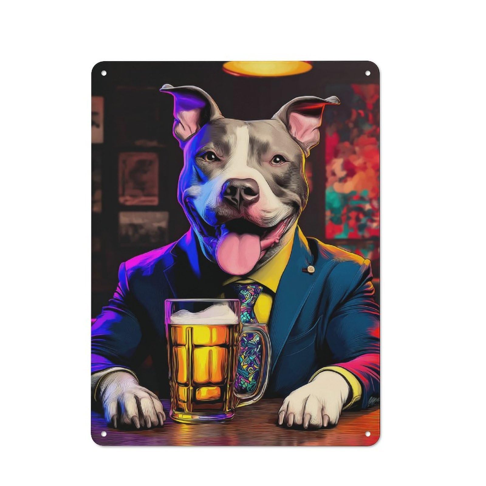 Chill Dog with Cold Beer -1 Cottage Metal Wall Decor 40x30cm, Shed Metal Sign for Conservatory, Home Bar Or Utility Room