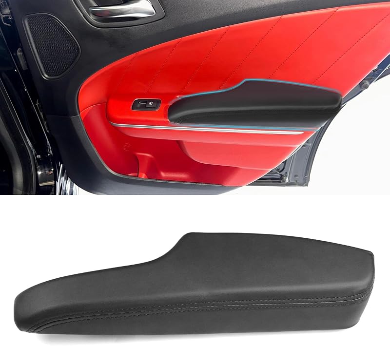 Tampa do apoio de braço da porta dianteira APESER para Dodge Charger e Chrysler 300 2011-2023, preta, lado direito – 1 unidade