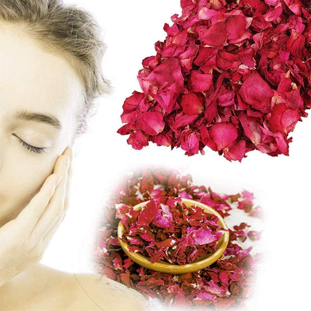 Mu Mianhua 150 Grams Rose Flower Petals Real Dried Red Rose Petals Natural Red Flower Petal Confetti for Foot Spa Bath Weddings Home Bed Party and Fragrance DIY Crafts