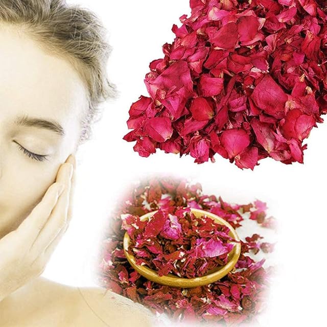 Mu Mianhua 150 Grams Rose Flower Petals Real Dried Red Rose Petals Natural Red Flower Petal Confetti for Foot Spa Bath Weddings Home Bed Party and Fragrance DIY Crafts