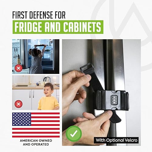 Miniatura 2 de Urban August Cerradura de refrigerador prémium para niños y niños pequeños con necesidades especiales, cerradura ajustable para gabinete de nevera