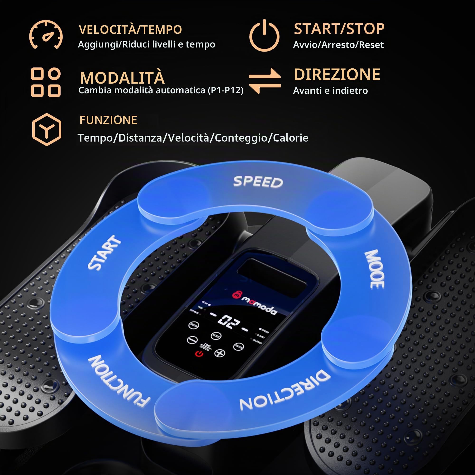MOMODA Ellittica da sotto Scrivania, Pedaliera Elettrica Seduta 2 in 1 con 12 Livelli Regolabili per Anziani, casa e Ufficio, avanti e Indietro, Manuale e Automatico