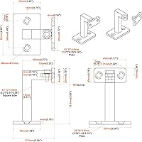 Vista 3 de RealPlus Soportes de pasamanos ajustables resistentes giratorios cuadrados para escaleras de escalera, paquete de 3