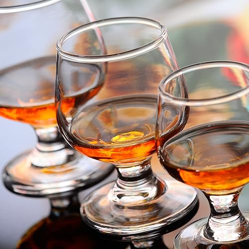Vista 4 de Vasos de chupito, juego de 6 vasos de 5 onzas, vasos transparentes, lindos vasos, perfectos para degustar brandy/sorteos de vidrio, 6