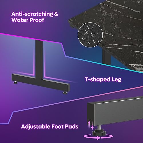 Miniatura 6 de Bestier Escritorio para juegos con luces LED, escritorio para computadora de 42 pulgadas con soporte para monitor, estación de trabajo para