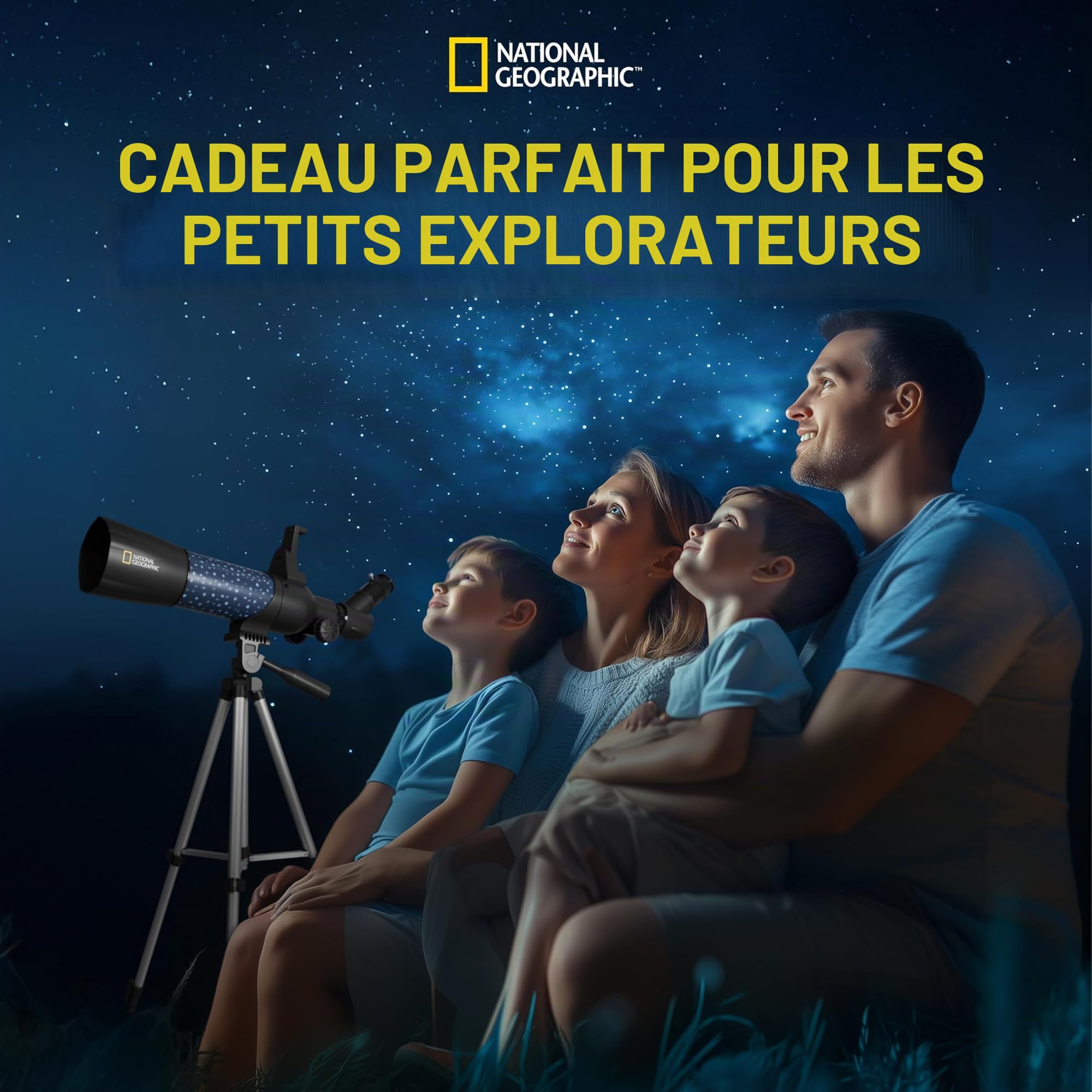National Geographic Télescope Intelligent AR pour Enfant avec trépied, Sac à Dos, Support pour Smartphone et Application de réalité augmentée