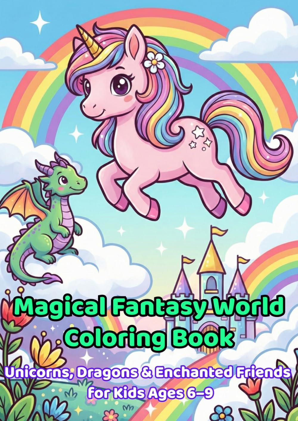 Magical Fantasy World Coloring Book: Unicorns, Dragons & Enchanted Friends for Kids Ages 6–9