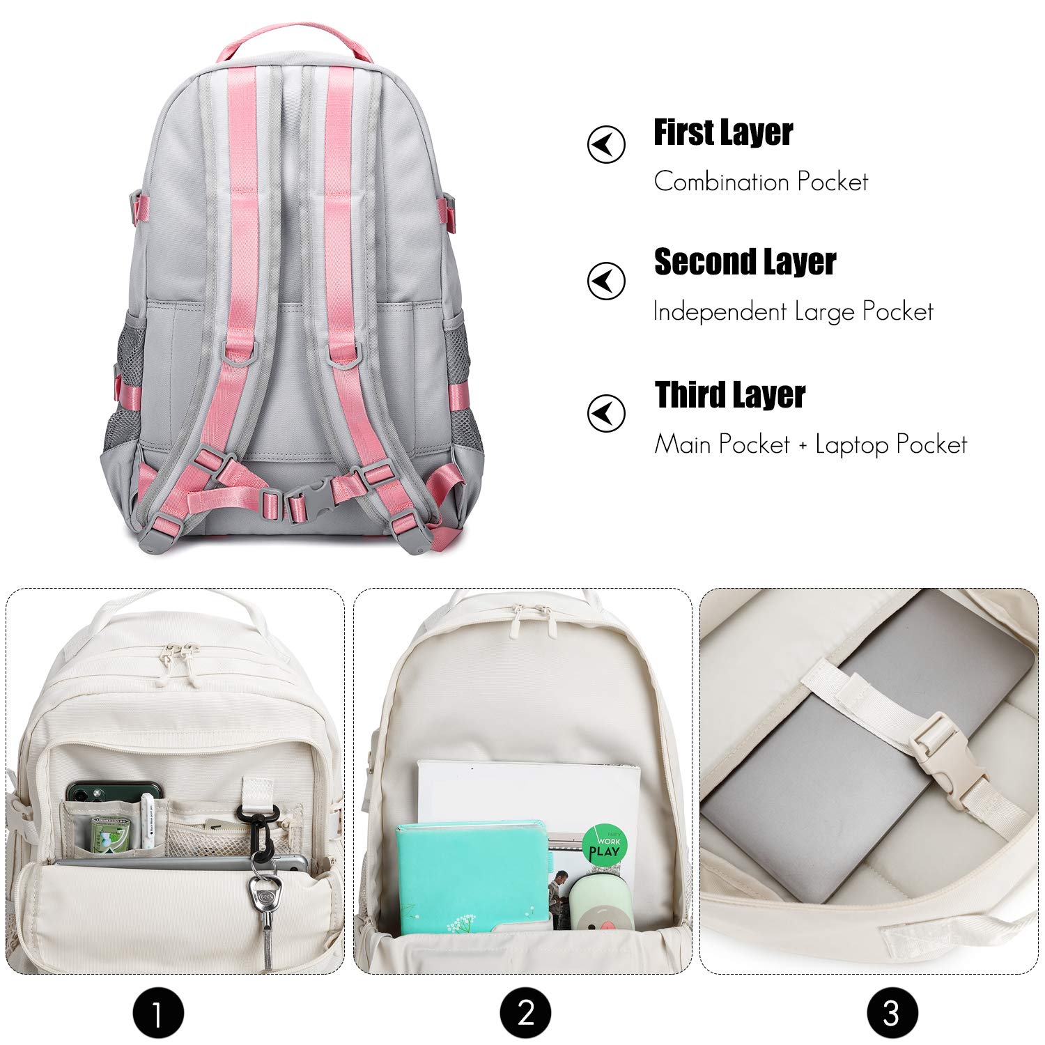 FANDARE Unisex Zaino Casual Cartella Borsa a tracolla Ragazzo Ragazza Borsa da scuola con Astuccio Zainetto Adolescente Borse a Zaino Zainetti Daypacks per Scuola Festa All'aperto Viaggio Shopping