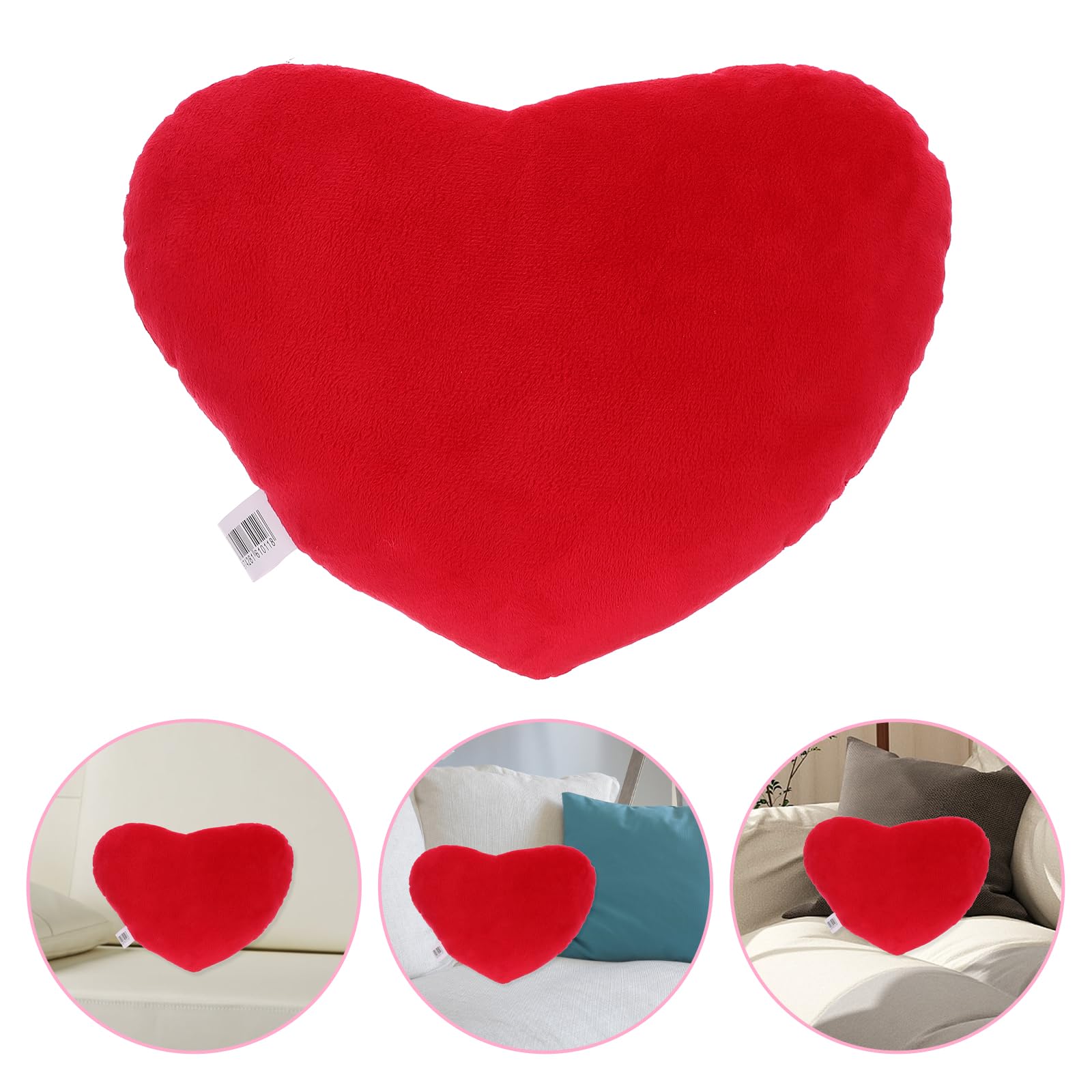 LOGOFUN 4Pcs Heart Shaped Pillow Throw Plush Heart Shaped Decorative Pillow Stuffed Heart Doll Sofa Pillow for Home Office Sofa Decor - Red, 30CM