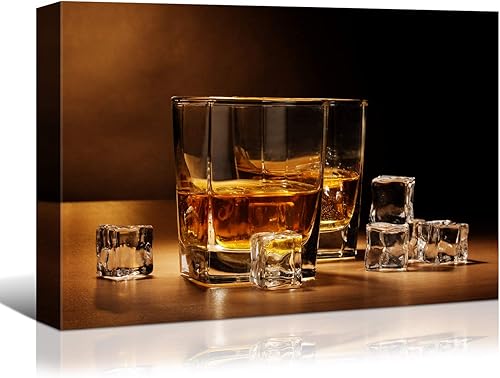Denozer - Impresiones en lienzo de whisky de vino, arte de pared, pinturas de bodegones de licor para cocina, bar, pub, decoración del hogar, lienzo