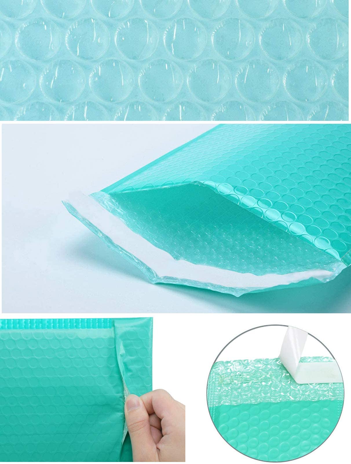 100 szt. wyściełanych kopert, bufor bąbelkowy, ochrona przed upadkiem, wodoodporna, czarna plastikowa torba do pakowania PE, koperta kurierska, poczta bąbelkowa, 100 szt., białe, 15 x 20 cm