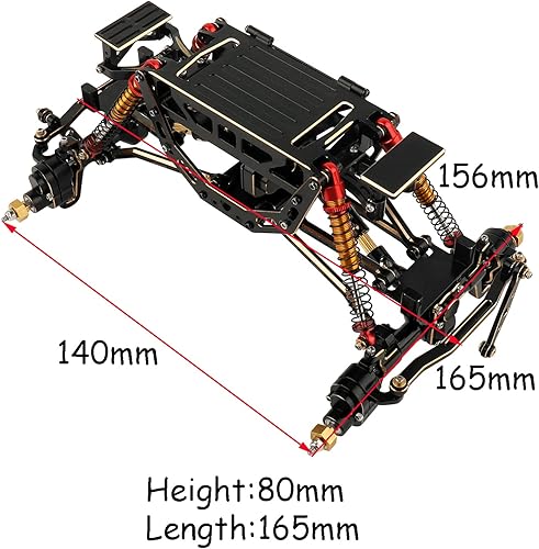 Miniatura 2 de Kit de marco de chasis de automóvil ensamblado de latón con ejes ruedas parachoques (opcional) para Axial 124 AX24 4WS XC Crawler Truck Model RC Car