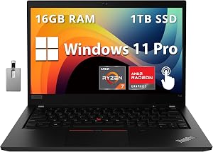 Lenovo ThinkPad T14 Gen 2 Business Laptop, 14" FHD Display, AMD Ryzen 7 Pro 5850U, 16GB RAM, 1TB PCIe SSD, AMD Radeon Graphics, 720P HD Webcam, Wi-Fi 6, Win 11 Pro, Black, 32GB Hotface USB Card