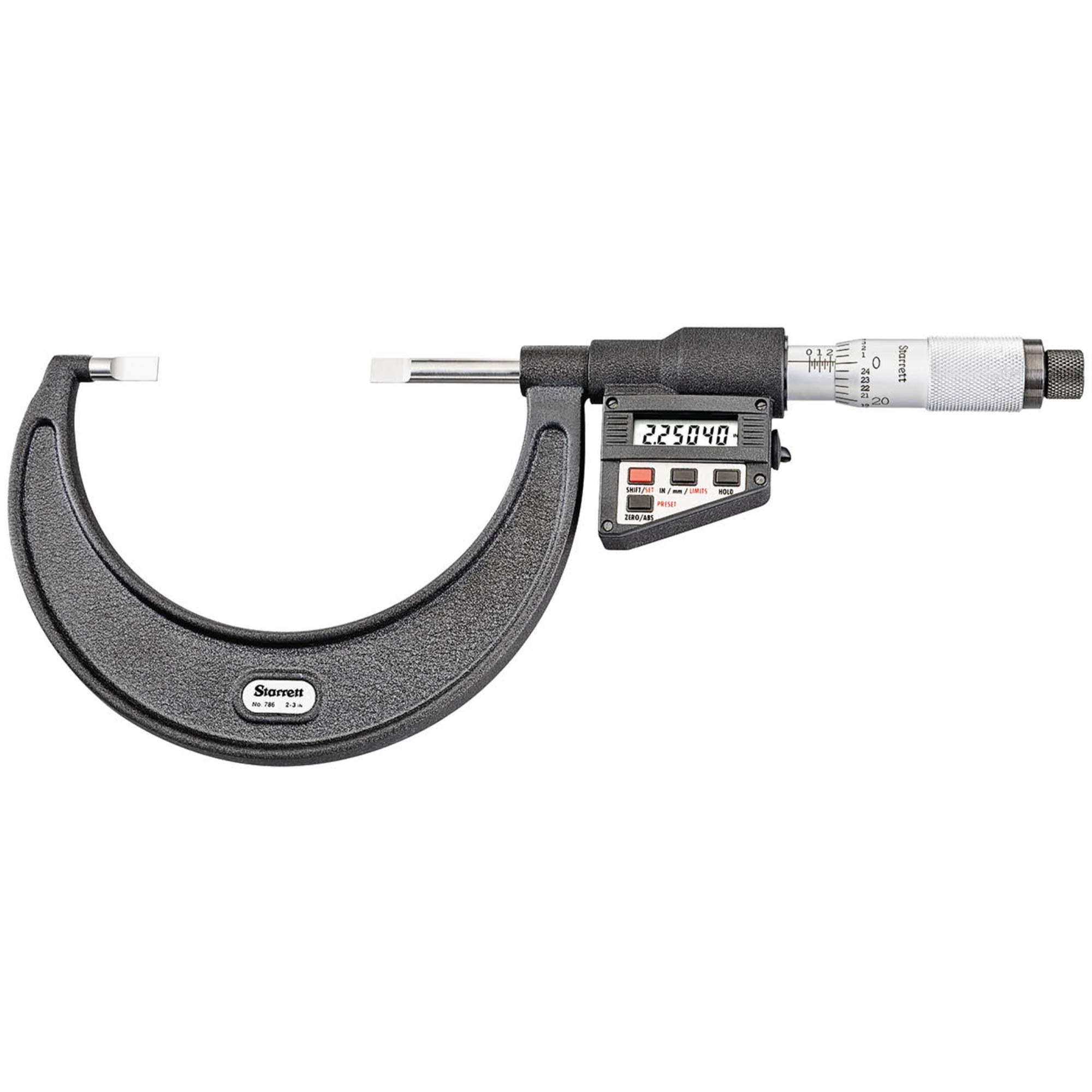 Starrett 786P-3 - Pantalla LCD tipo cuchilla de micrometro, no giratoria, entrelazado plano, rango de 5,08 cm, graduación de 0,0005 pulgadas