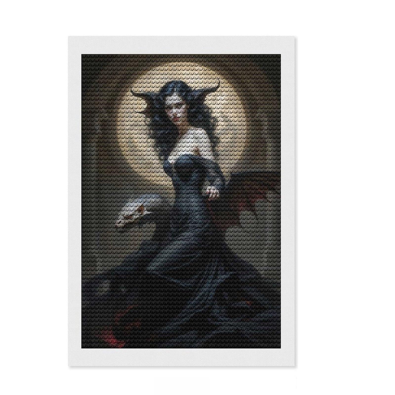 Junmoney Lilith Kindom DIY Diamond Art Canvas Kit 8"x12", for Adults, Full Kit Included, Cosy Home Accent, Festive Craft Gift