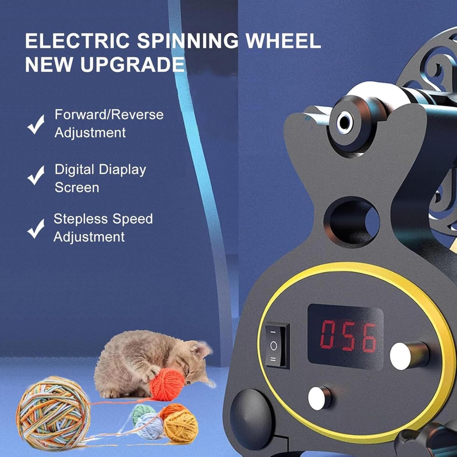 IMOSEI Electric Spinning Wheel, Mini Wool Spinner, Forward and Reverse Switching, for Yarn Weaving, Max Speed 800rpm