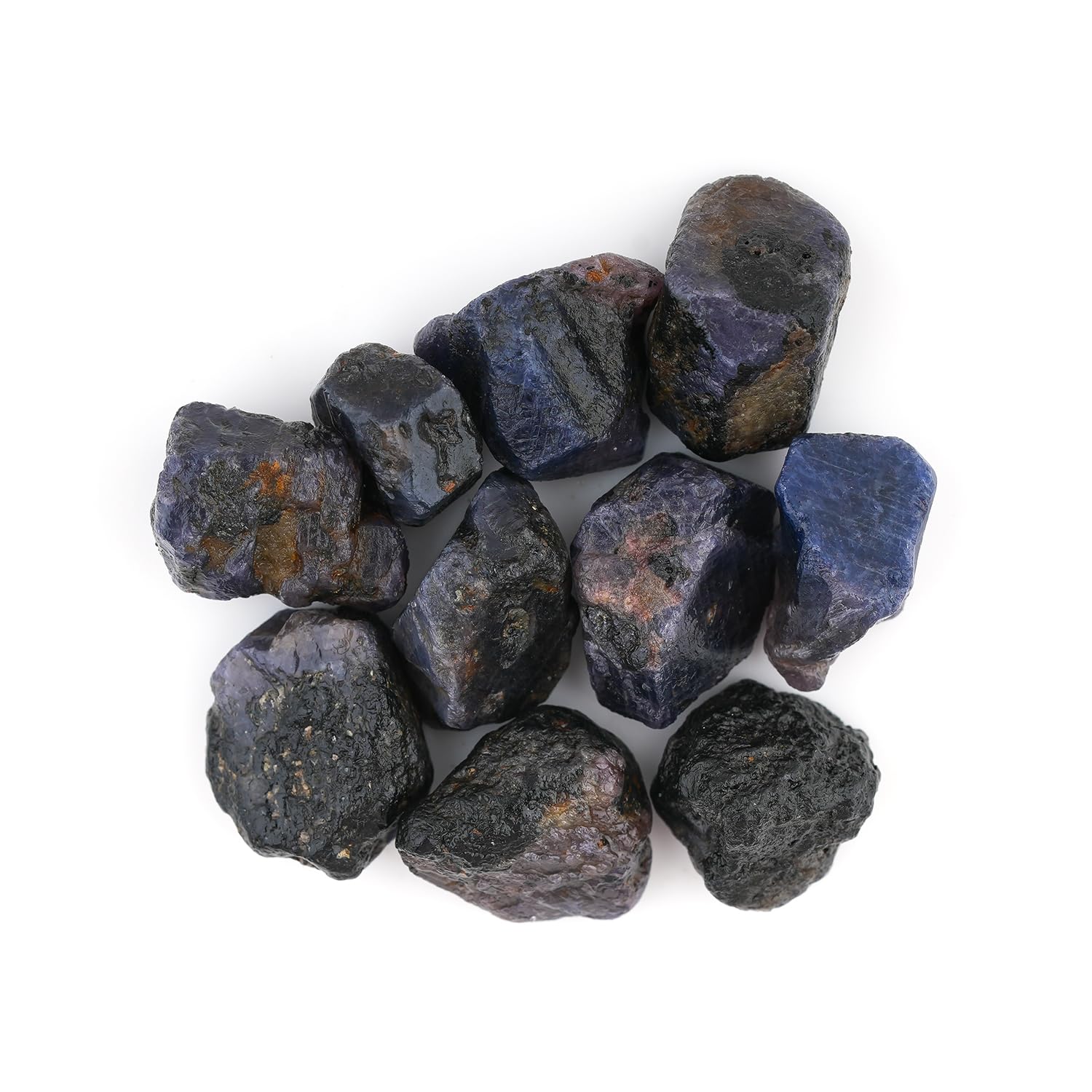 ColouredRocks Wholesale Bulk 50pcs Blue Sapphire Crystals, Raw Stones, Rough Gemstones, Jewelry Making Supply, Cabbing, Polishing, Cutting, DIY, Crafts (4-7mm)