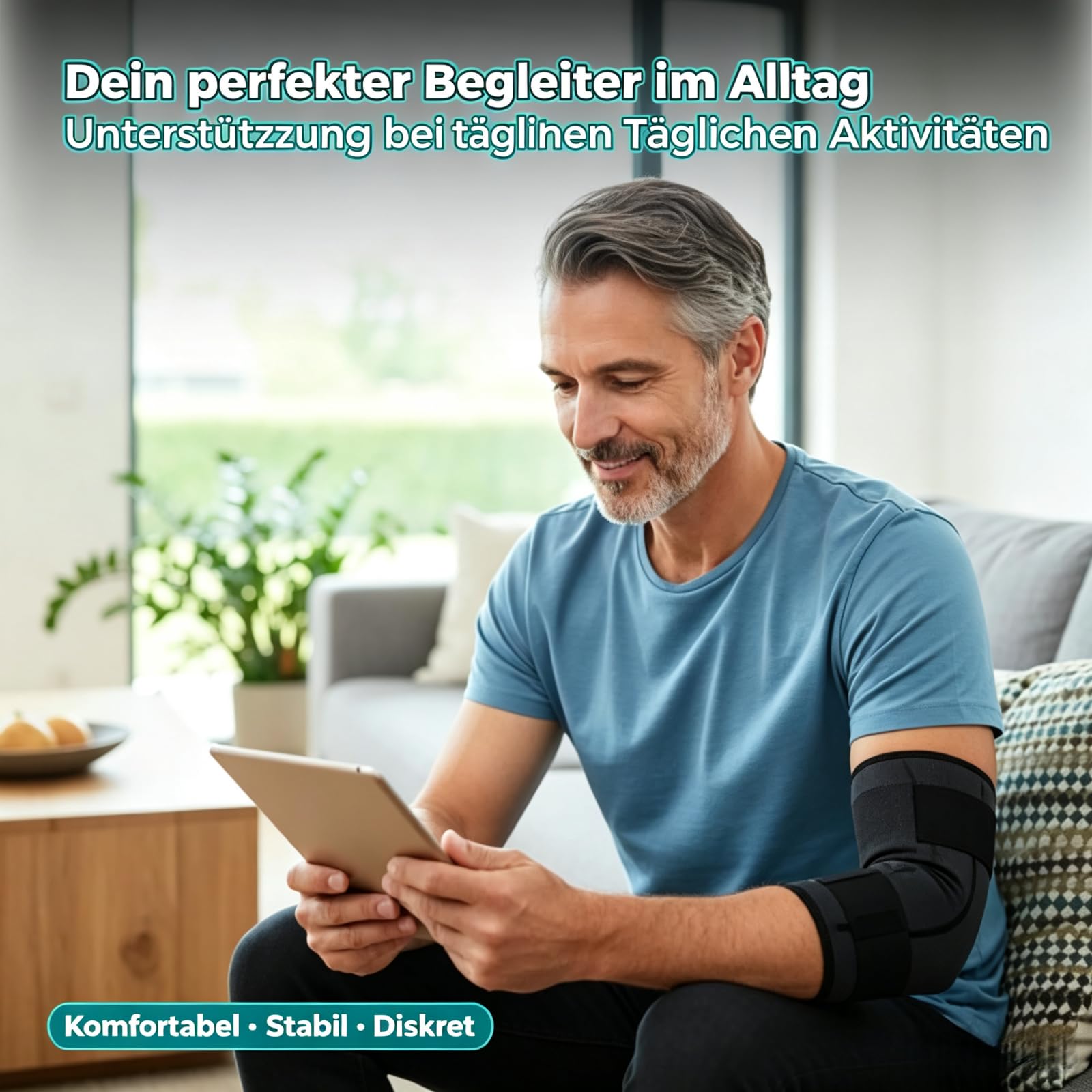 Glomaro 3D-Ellenbogenbandage zur Dekompression Kompression (2 Orange,L)