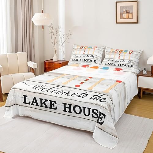 Vista 148 de Juego de sábanas para cámper tamaño matrimonial para niños y niñas, sábanas de madera para adolescentes de Happy Camping Farm, accesorios de Multi 04