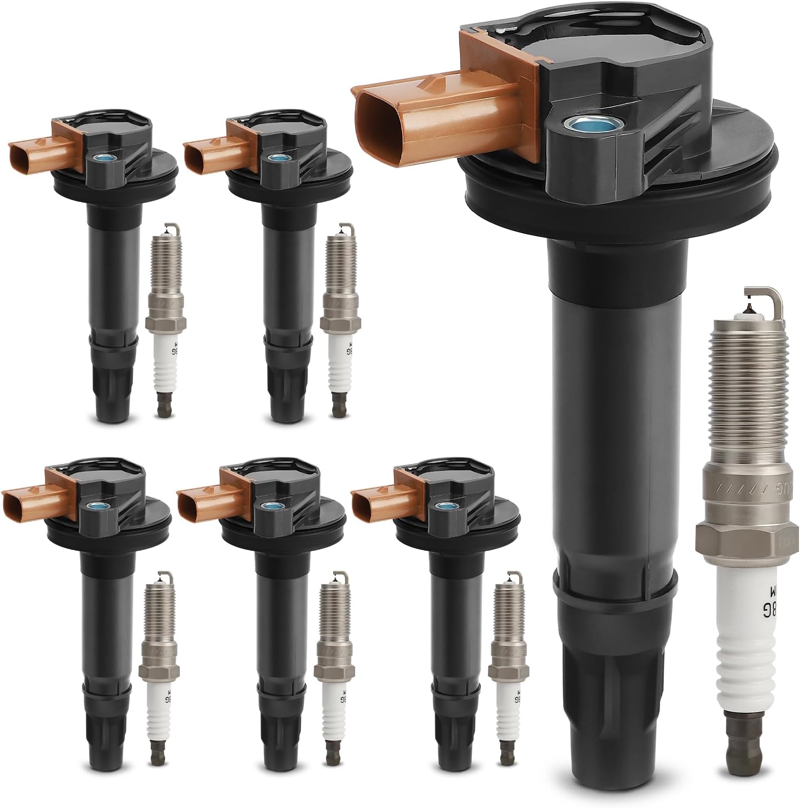 UF646 Ignition Coil & SP534 Double Iridium Spark Plug for 11-17 Ford F-150 Explorer Expedition Taurus Transit-150 250 350/Lincoln MKS MKT Navigator V6 3.5L Replaces# BL3Z12029C DG549 C1814 5C1871