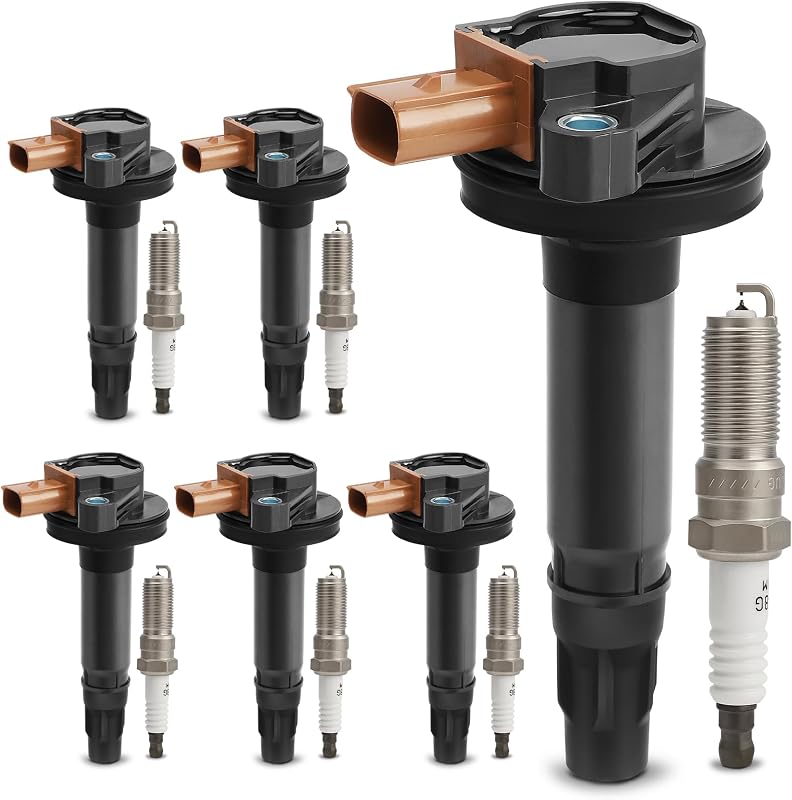 Kit de bobinas de ignição UF646 e velas de ignição SP534 de irídio duplo X4XZ para Ford e Lincoln 3.5L – 6 unidades de cada