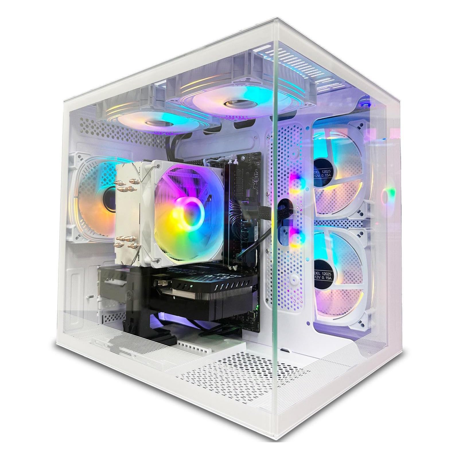 Desktop Computers, Core i5-12400F, Gaming PC, GeForce RTX 3050 6G, 32G RAM, 1TB NVMe SSD, Pre Built Tower Computer Gamer, Work, Home and Business WiFI6 White