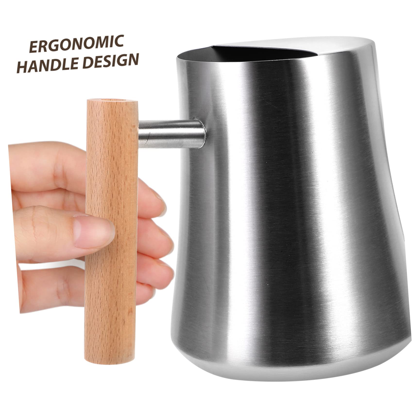 Regadera de Jardín Interior 1l de Acero Inoxidable Mango de Madera | Plata, Asa Ergonómica y Estructura Robusta, Uso en Casa y Exterior, para Plantas y Flores