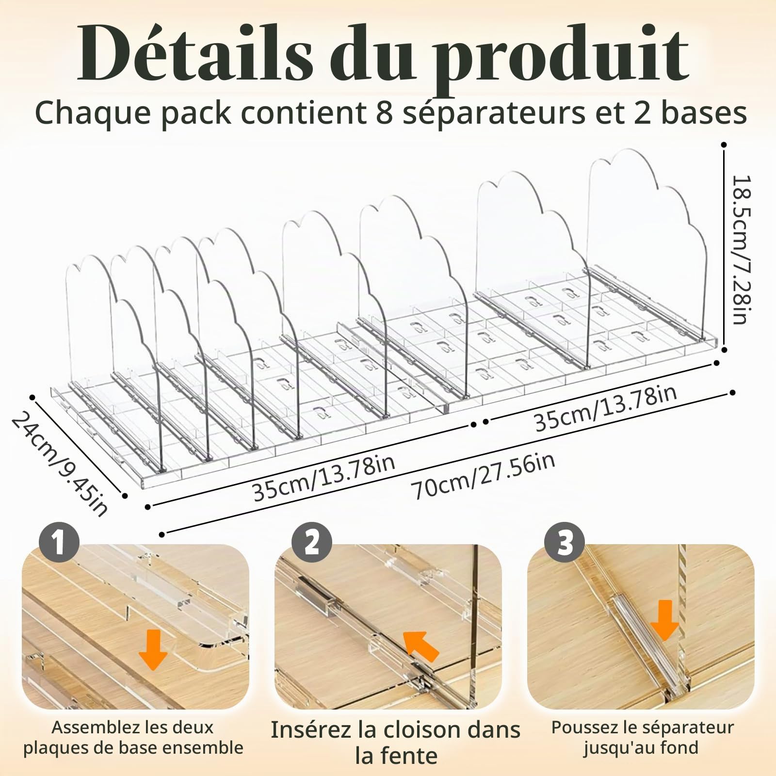 JOYBOY Rangement Sac a Main en Plastique,Organisateur de Sac à Main pour Placard,Separateur Etagere Multifonction,Séparateur de Penderie Réglable pour Chambre Cuisine,Magasin,Bureau Separateur