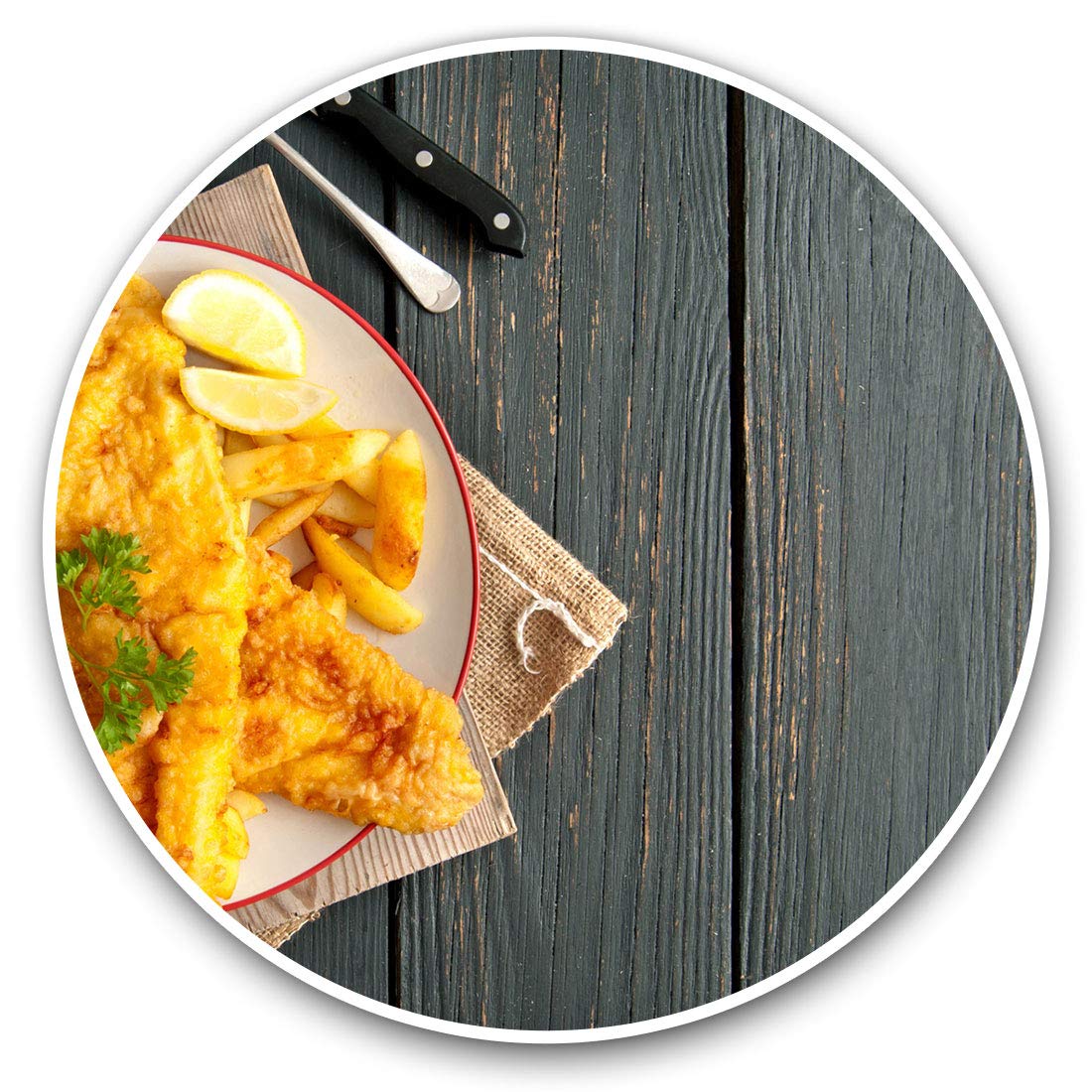 Vinyl Stickers (Set of 2) 10cm - Fish & Chips Dinner Seaside English Decals for Laptops,Tablets,Luggage,Scrap Booking,Fridges, 24575