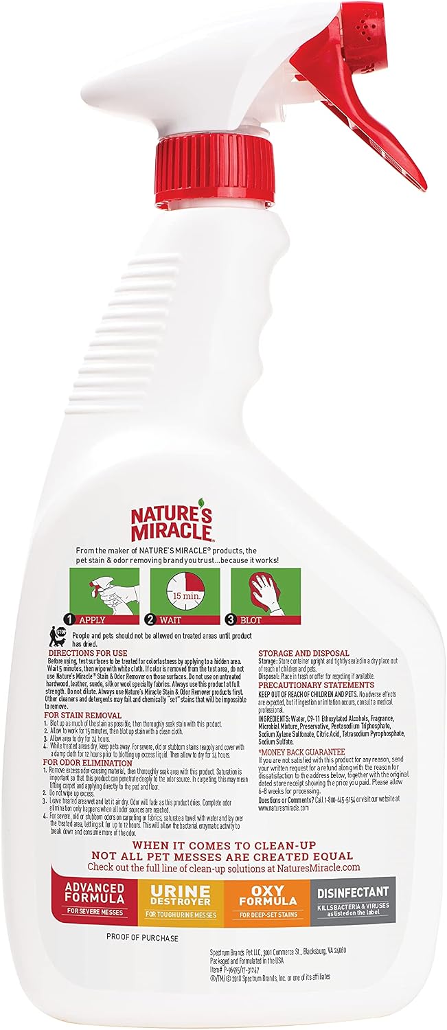 Natures Miracle Stain and Odor Remover Cat, Odor Control Formula, Lavender Scent, 32 oz
