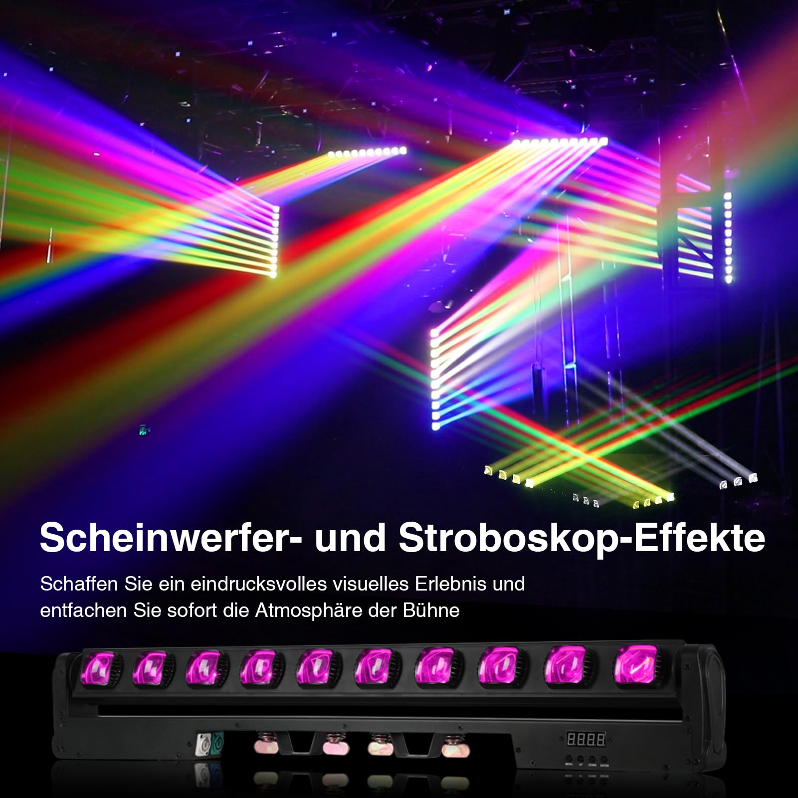 BETOPPER Moving Head Wallwasher LED Bühnenlichter, 10x15W RGBW LED Bar DMX512 Swing Strahler Partylichter DJ Lichter Außenwandlichter für Bühnen Live Events, Bars, Disco, Partys, Hochzeiten (1, L)