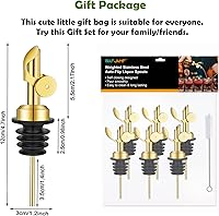Vista 5 de WAFJAMF Vertedores de botellas de acero inoxidable con peso, función de giro automático, boquilla dispensadora de aceite de oliva con 1 cepillo